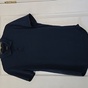 Cuts Clothing Curved Hem Polo Shirt Blue Large